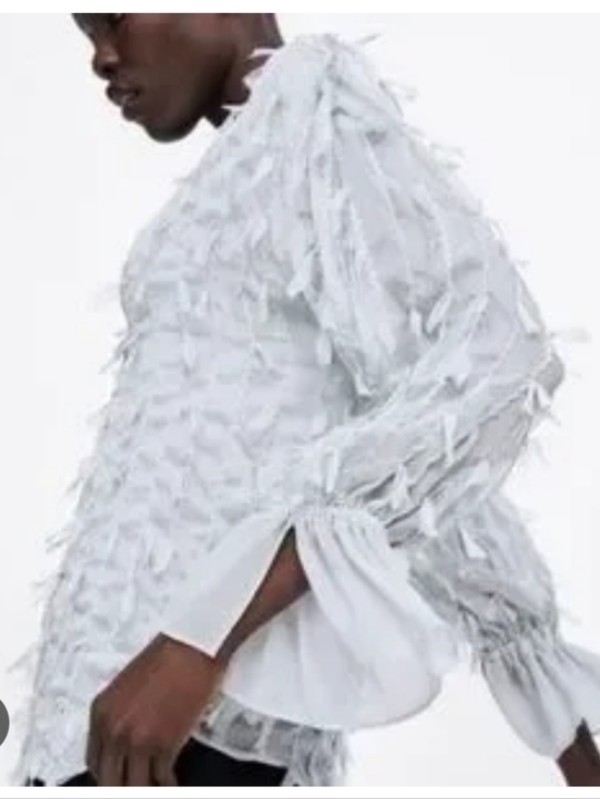 Zara Tops - NWT ZARA | Mint Green Ruffle Feather Blouse V-neck Sz XL